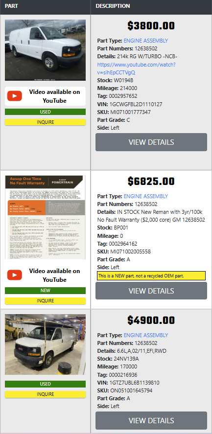 Why stock reman engines? Because we can, and customers love it! 1 reman engine compare